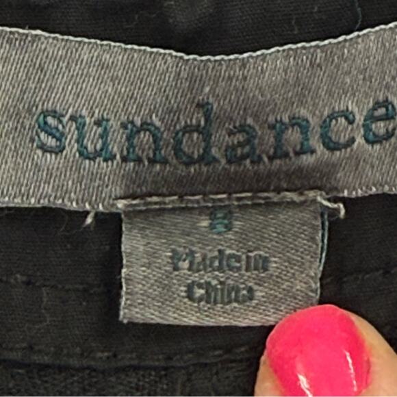 Sundance Black Coastal Cove Buttons Pockets Wide Leg Linen Sailor Pants Size 8 - Picture 11 of 12
